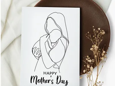 Mother's Day Illustration baby daughter digital art illustration line line art minimalist mom mother mothers day one line portrait vector