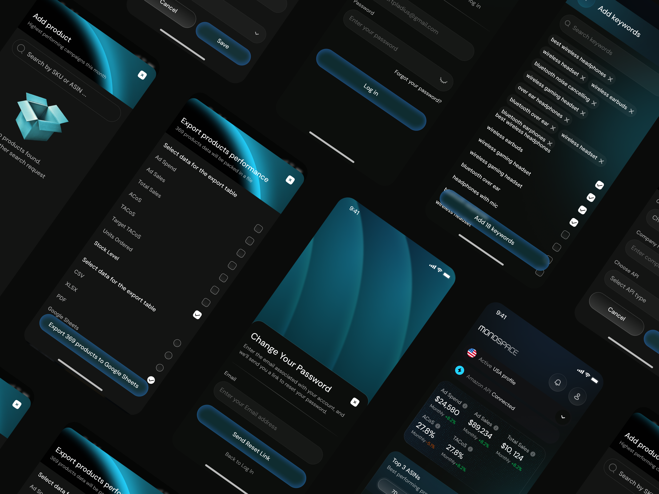 Monospace Product Analytics – Dark KPI Dashboard