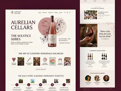 The Solstice Series | Luxury Wine E-commerce UI beverage ui boutique winery branding clean layout drink app landing page landing page design luxury ecommerce organic wine premium ui uiux user interface vineyard vintage design web design web ui wine shop winery website