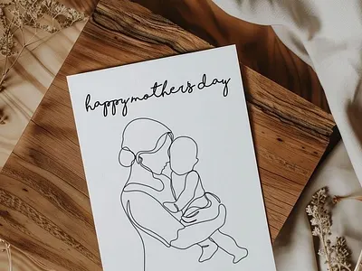 Mother's Day Illustration baby daughter design digital art illustration line line art minimalist mom mother mothers day one line portrait vector