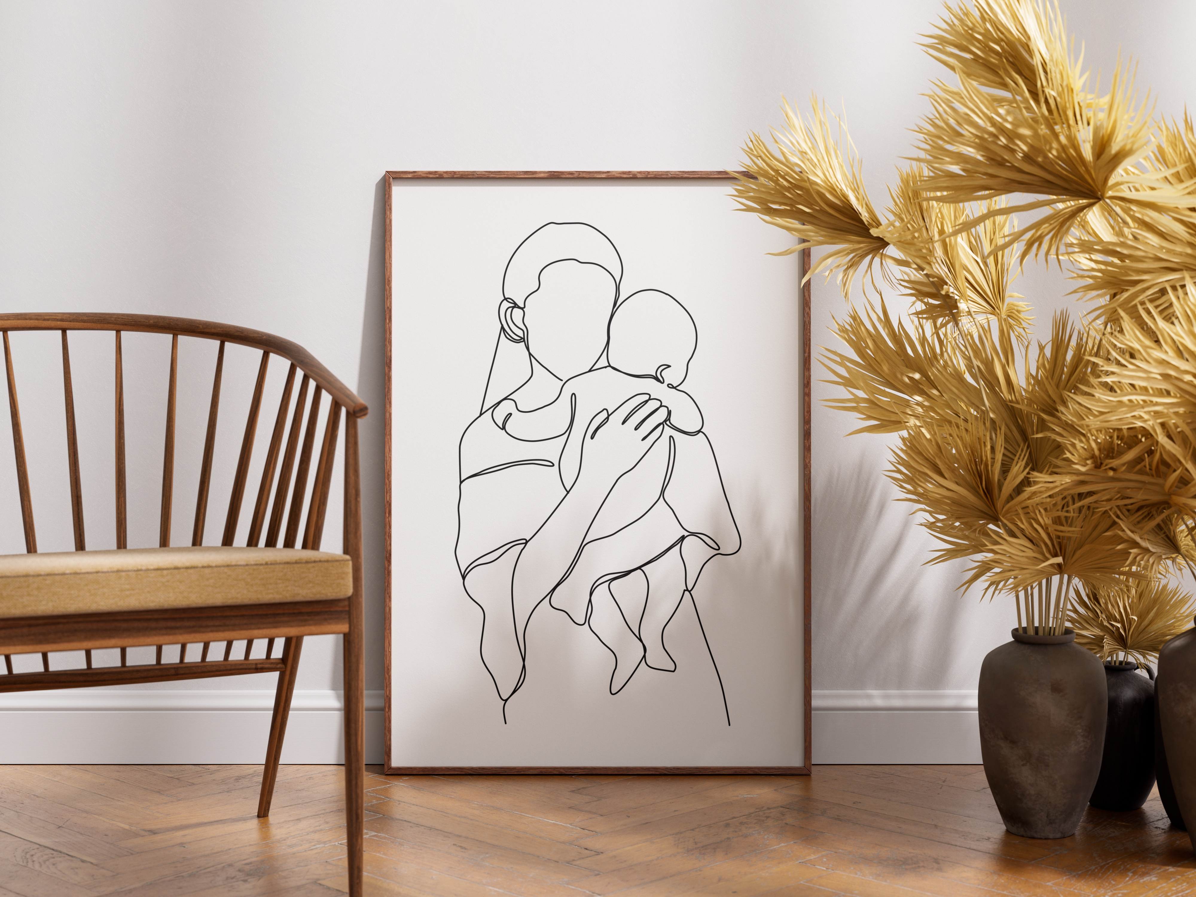 Mother's Day Illustration baby daughter design digital art illustration kid line line art minimalist mom mother mothers day one line portrait vector