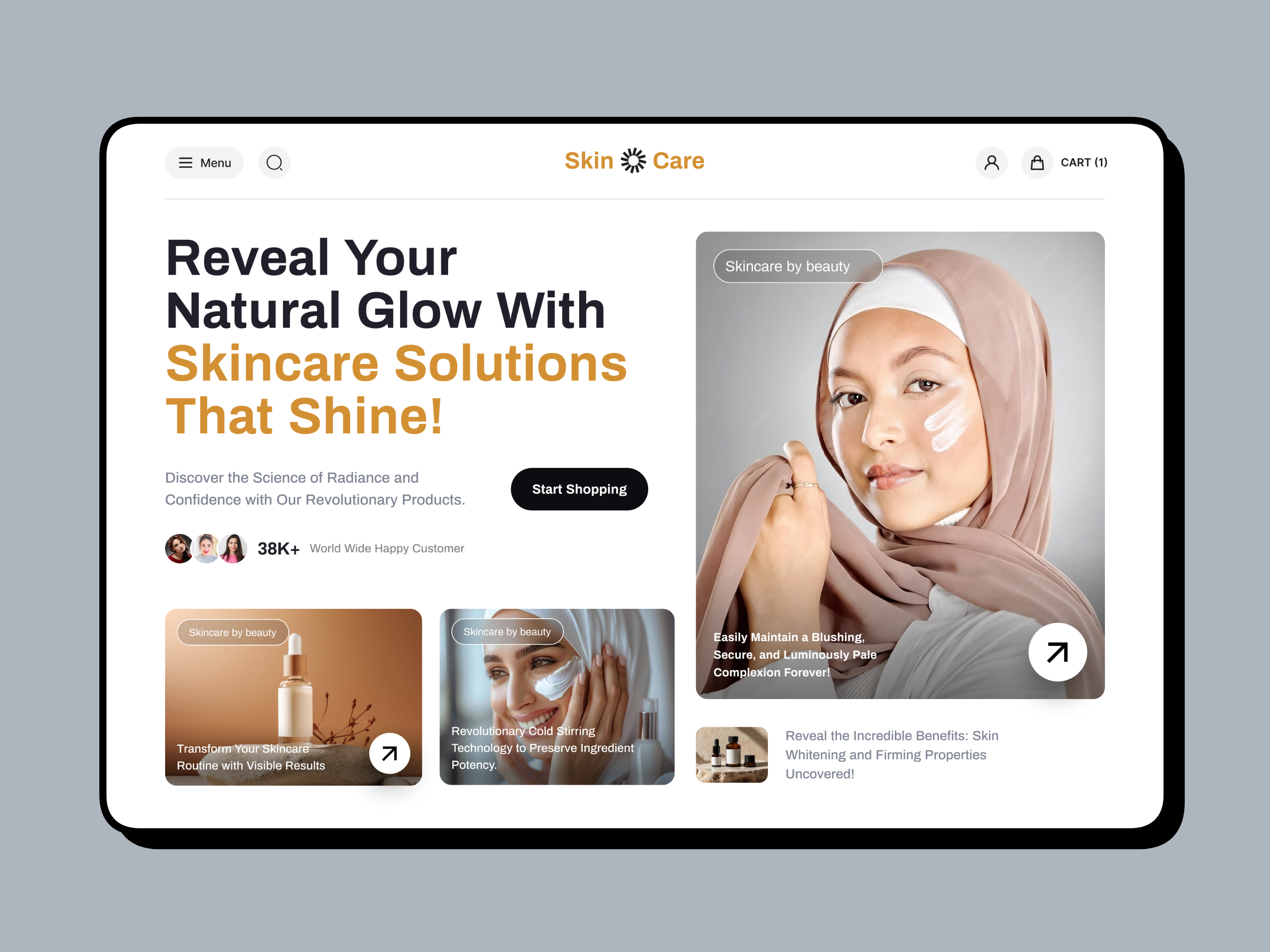 Skincare E-Commerce Website UIUX —Beauty Landing Page Web Design beauty ecommerce ecommerce website interface landing page ui product service skincare website startup ui ux web web design
