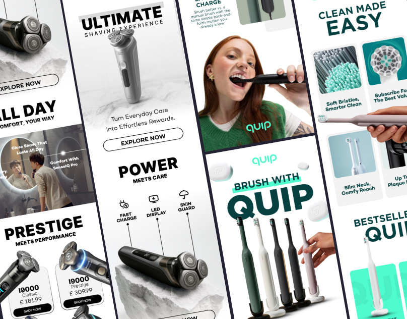 Routine body care email marketing newsletter design | klaviyo beard beauty brush email campaign email layout hair cut makeup newsletter design phillips quip shopify email teeth care tooth paste welcome email