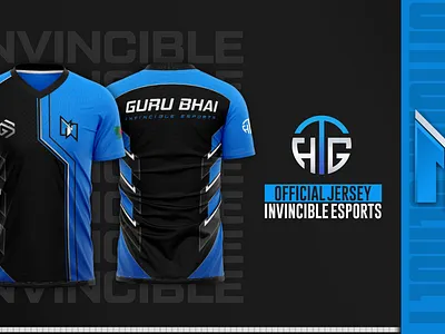 INVINCIBLE ESPORTS JERSEY DESIGN banner banner design blue blue color branding e sports e sports jersey esports esports jersey esports tshirt graphic design jersey jersey design jersey mockup jersey template logo logo design t shirt t shirt design tshirt