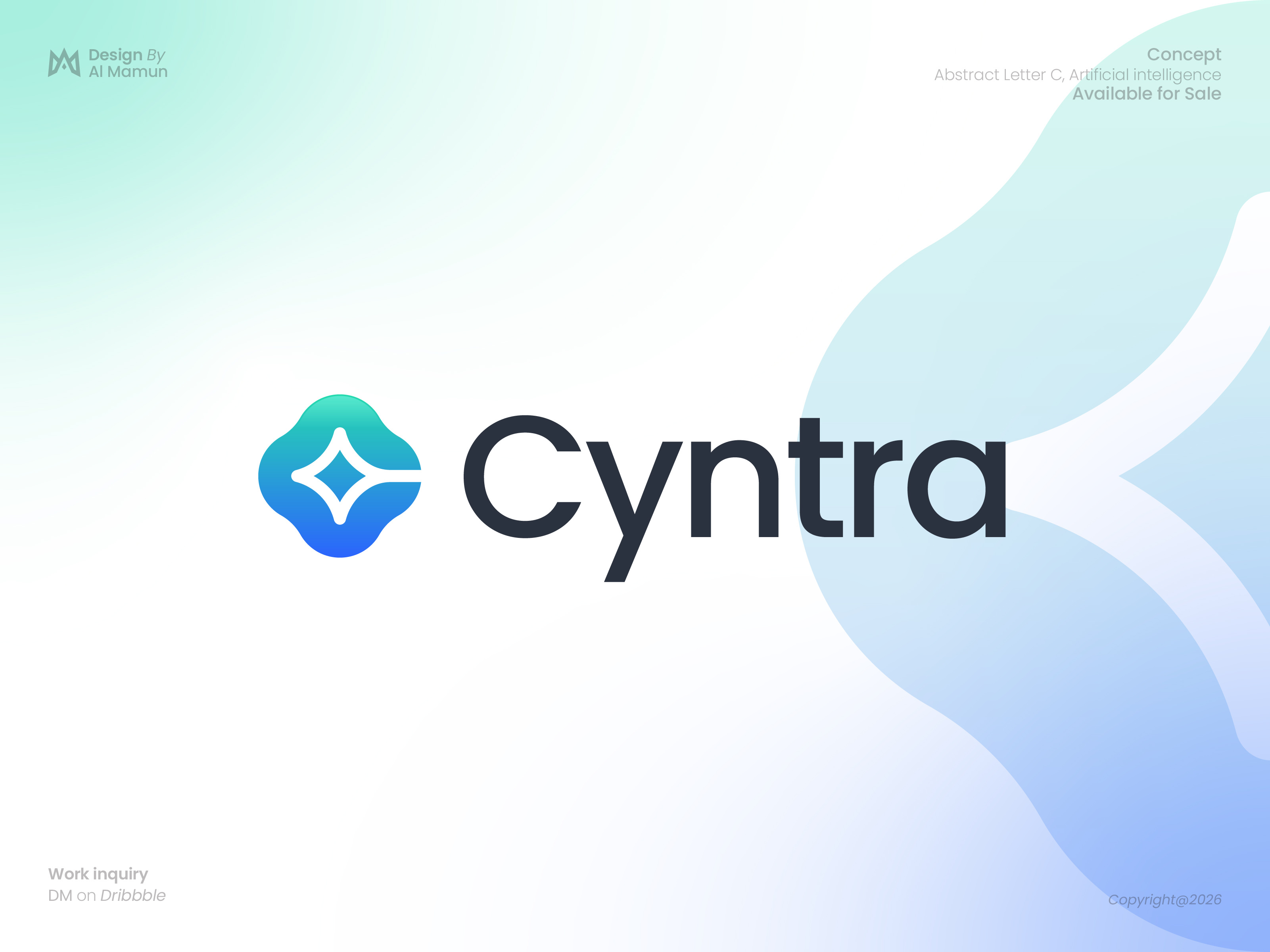 Cyntra Logo Design for AI Brand | Minimal Tech Identity abstract logo ai logo brand identity branding c logo geometric logo lettermark logo design minimal logo minimalist logo modern logo star logo startup symbol tech logo