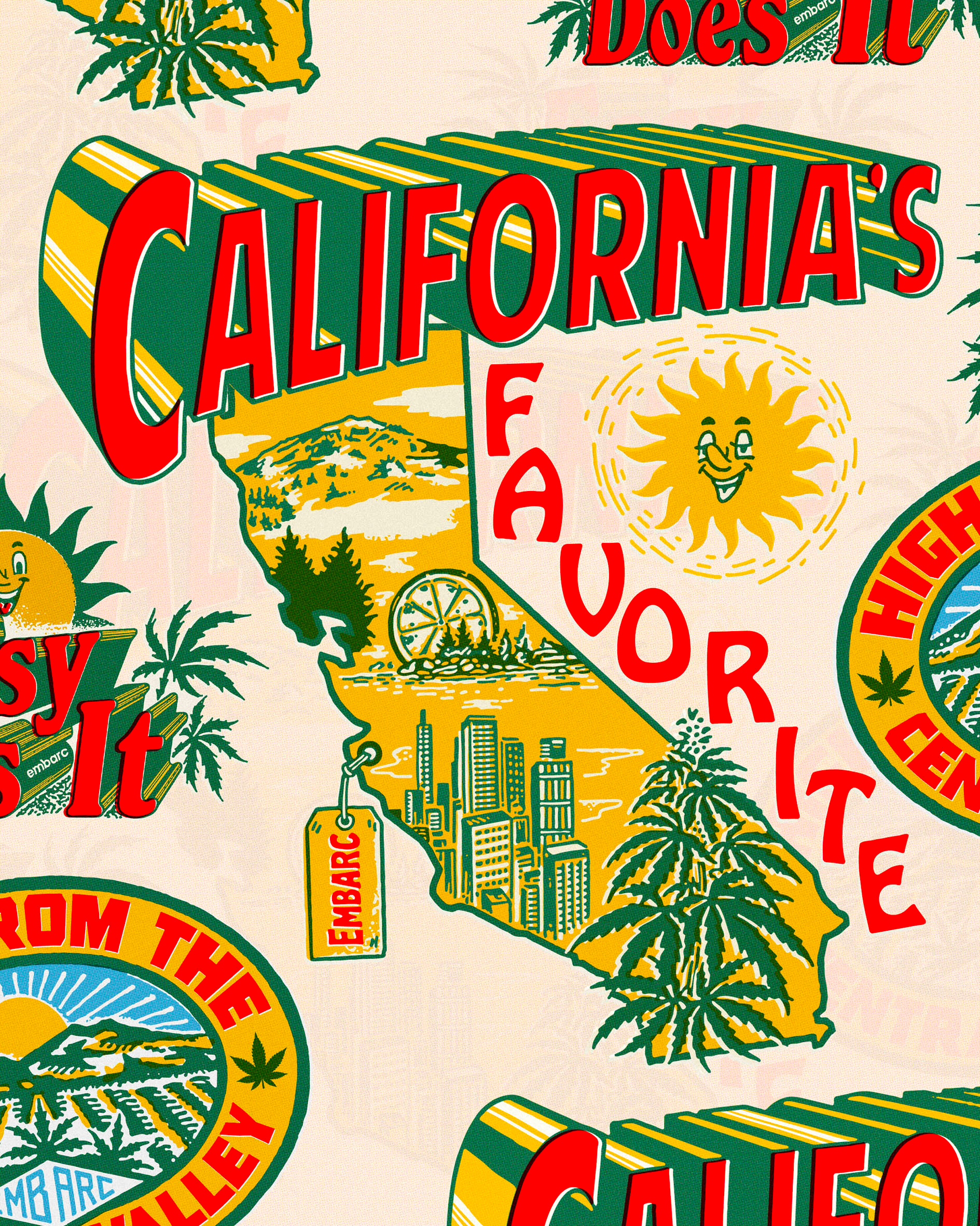 FOR EMBARC artwork branding california graphic design handrawn illustration vintage