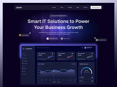 Startup It Solution 3d agency ai animation automation branding dark design hero illustration it solution landing page latest motion graphics newest startup trending typography ux website