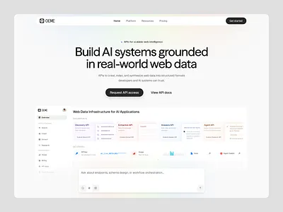 SaaS Landing Page – AI Web Data API Platform UI ai product ui api platform design design developer tool ui figma web ui landing page saas landing page startup web design ui web web app interface web design webdesign website