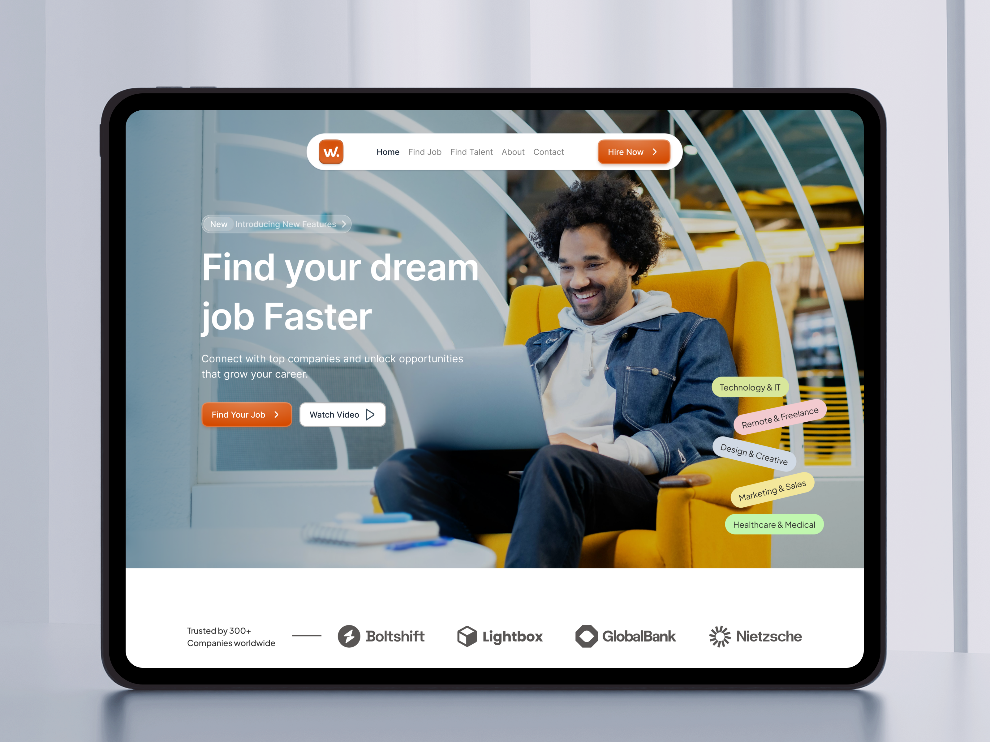 Wojob — Job Finder Website | Header Design Exploration career website design design agency employment hiring platform ui homepage job application job finder website job search website landing page recruitment top design agency website design