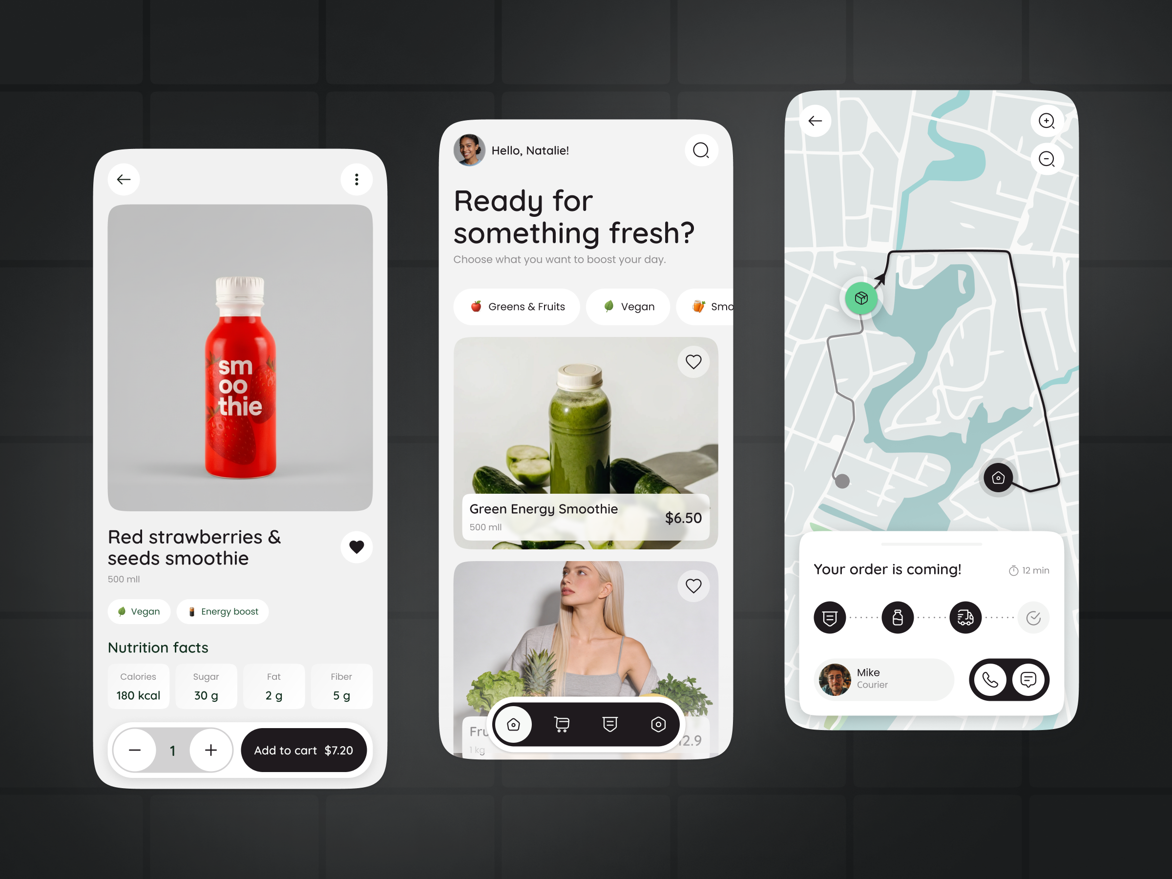 Healthy Food Delivery App app application delivery delivery tracking design food healthy food interface design mobile app mobile application mobile design ui uiux ux