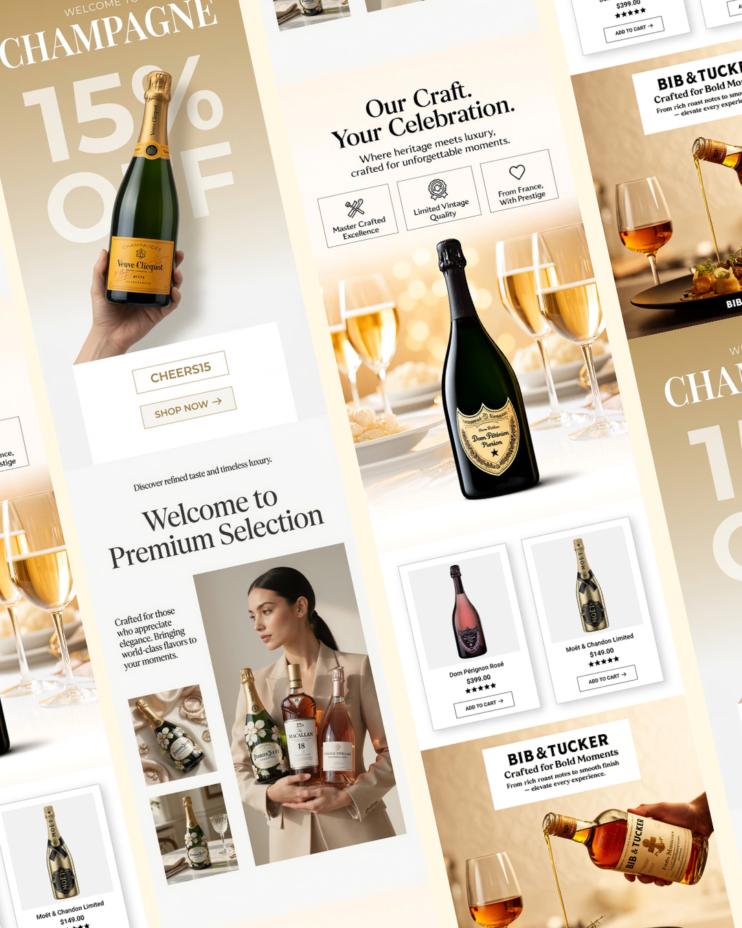 Luxury Email Design for Champagne Brand | High-Converting Klaviy branding graphic design ui
