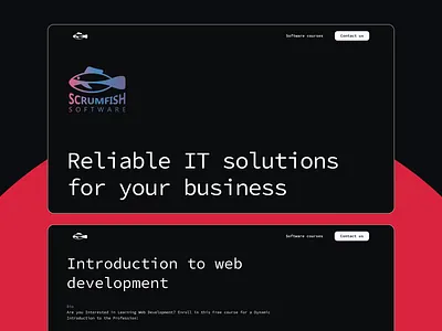 Scrumfish Software - Landing page design & Development code creative developer figma fish interface landing page minimal modern personal website software ui web dev