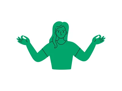 Calm Woman — Vector Character Illustration balance calm character editorial female flat green health illustration lineart meditation mental mindfulness minimal peace people vector web wellness woman