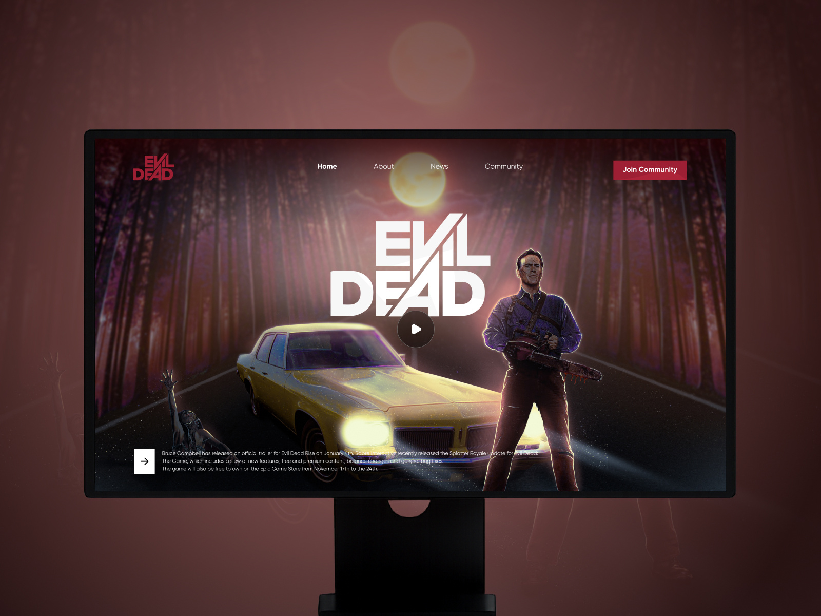 Evil Dead Rise - Horror Website Design cinematic landing page cinematic ui cinematic website dark mode entertainment ui evil dead evil dead rise haunted website horror movie website horror website interface landing page modern movie website scary ui design ui ux design web design website design