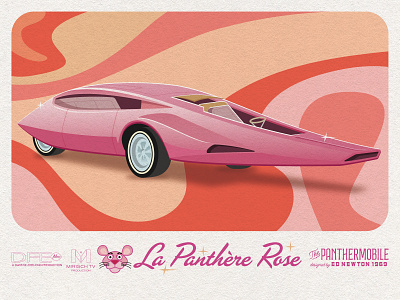 The Panthermobile animation automobile cartoon disco flamboyant futuristic jetcar luxurious pattern pink panther psychedelic retro seventies sixties typography