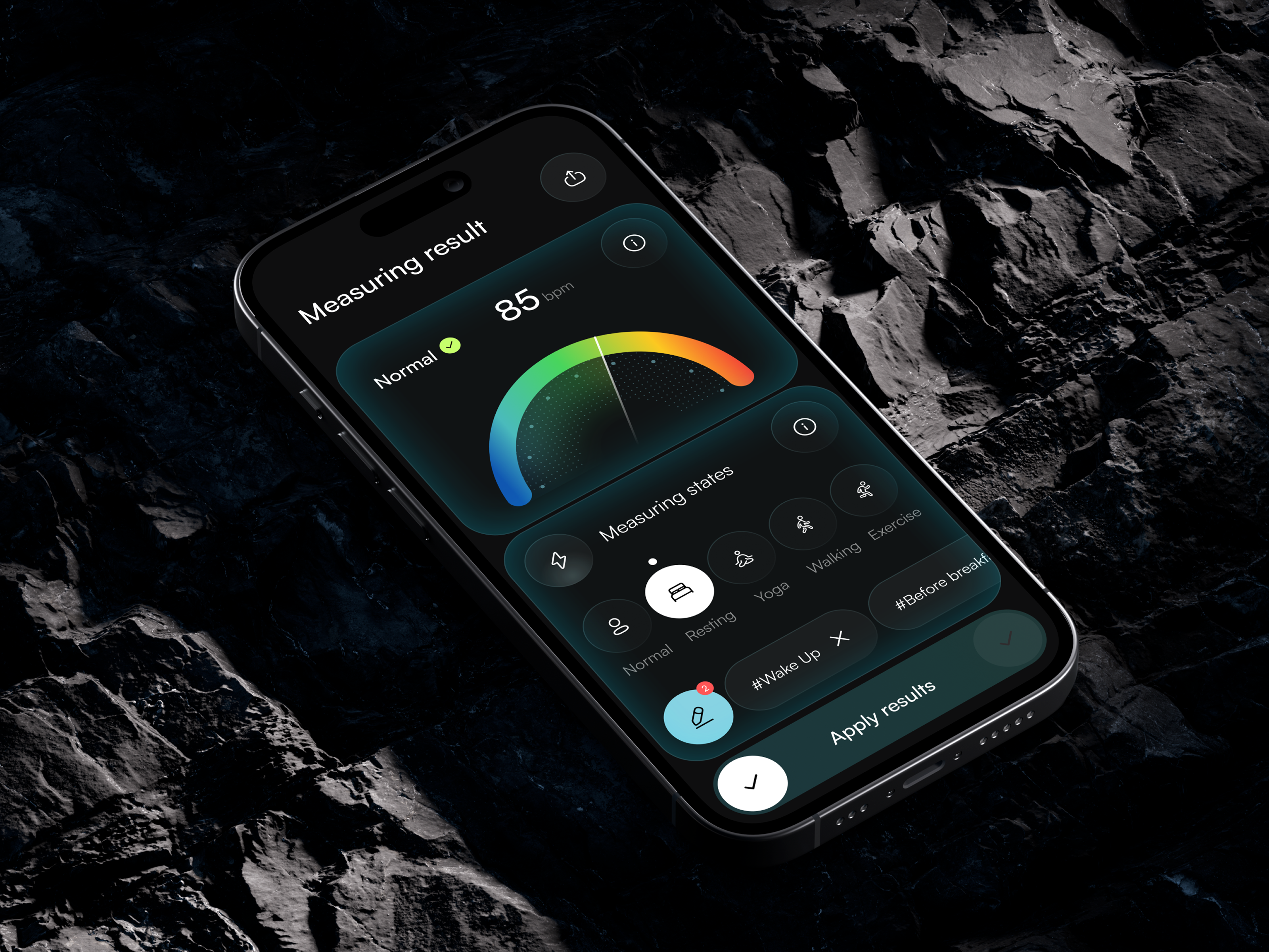 📈Product design for the heart rate monitor app | Hyperactive app design dark ui design health healthcare healthtech heart rate hyperactive mobile mobile app mobile design product design results saas tracker ui ux