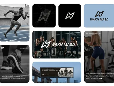 Wakn Masd — Speed & Power Identity, activewear logo athletic clothing brand bold logo clean design creative logo fitness brand fitness branding gym apparel branding gym brand identity minimal logo minimal logo design modern fitness logo modern logo monogram logo performance brand power branding speed branding sports logo sportswear brand strong visual identity