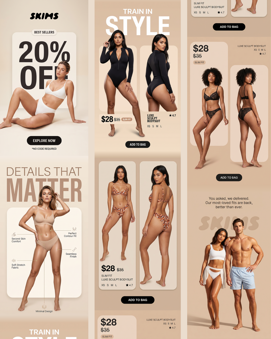 SKIMS Email Campaign – Minimal Fashion Sale Design branding graphic design ui