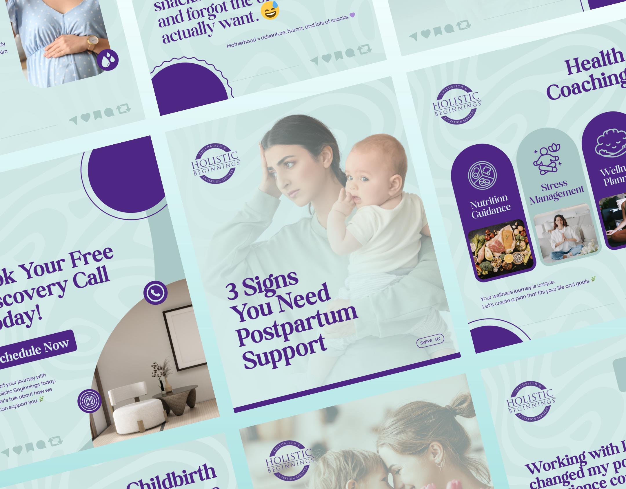 Calm & Cohesive Instagram Design | Holistic Beginnings brand design brand identity brand kit branding canva templates carousel design design graphic design instagram templates social media designs social media templates