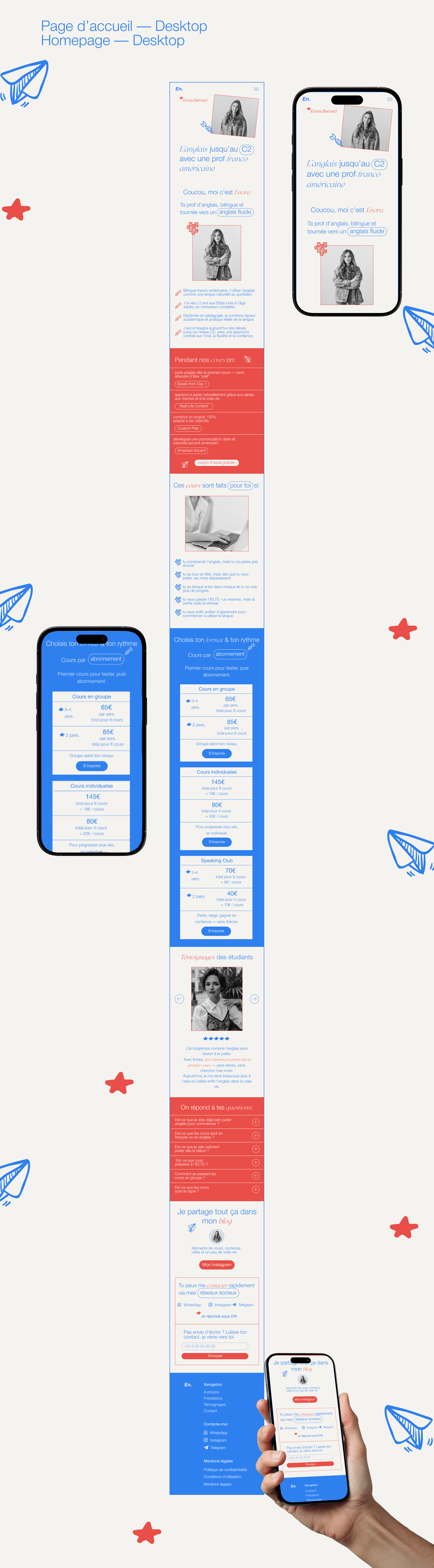 Landing Page for an English Teacher - version mobile branding design easy figma footer graphic design header logo site teacher tutor ui ux