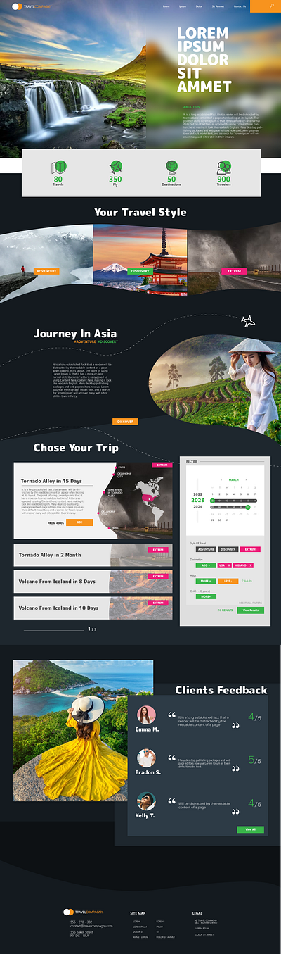 Travel Site template design graphic design template ui ux vector webdesign