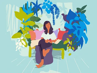 Portrait with plants botanical bright colorful colourful figure greenhouse illustration plants portrait profile shadows sunlight textures vector vegetation
