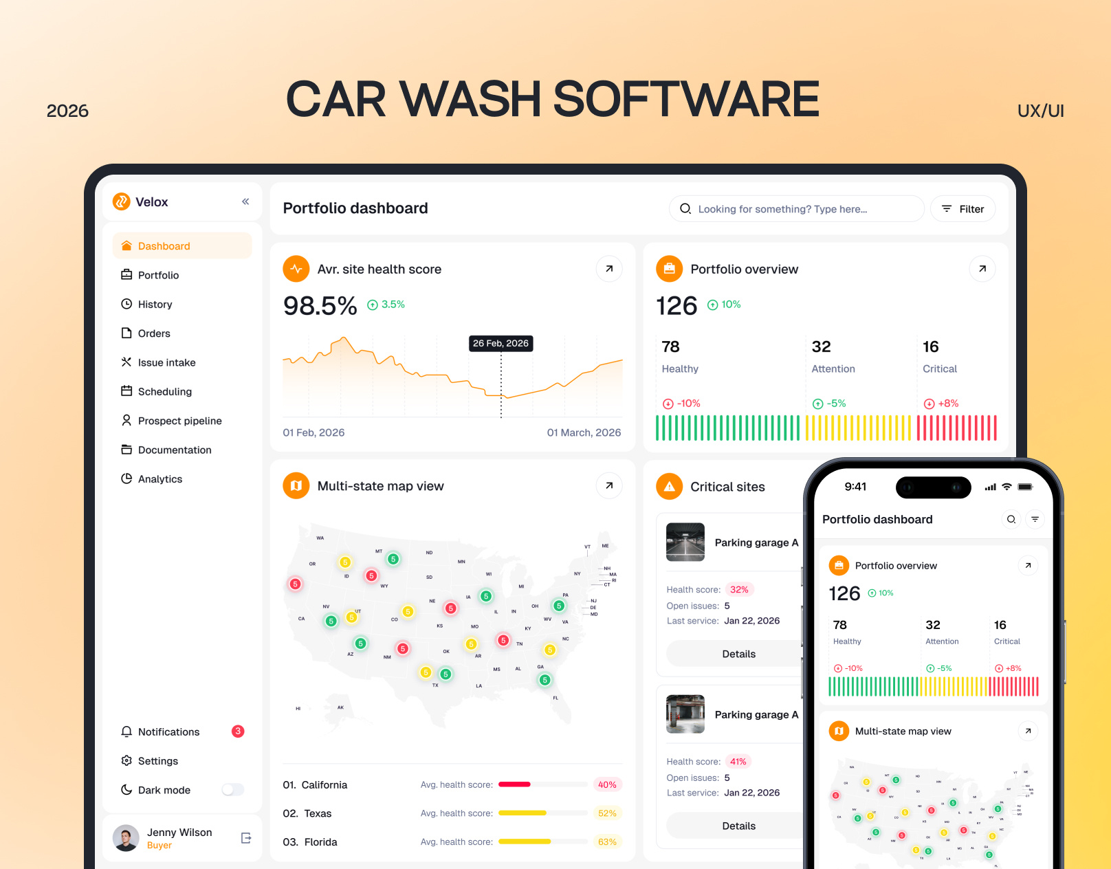 Car Wash SaaS Dashboard UI UX CRM Software Web App SaaS Platform admin panel analytics automotive b2b clean crm crm design dashboard design dashboard ui graphs minimalistic mobile app modern saas saas dashboard ui uiux user experience web app web design