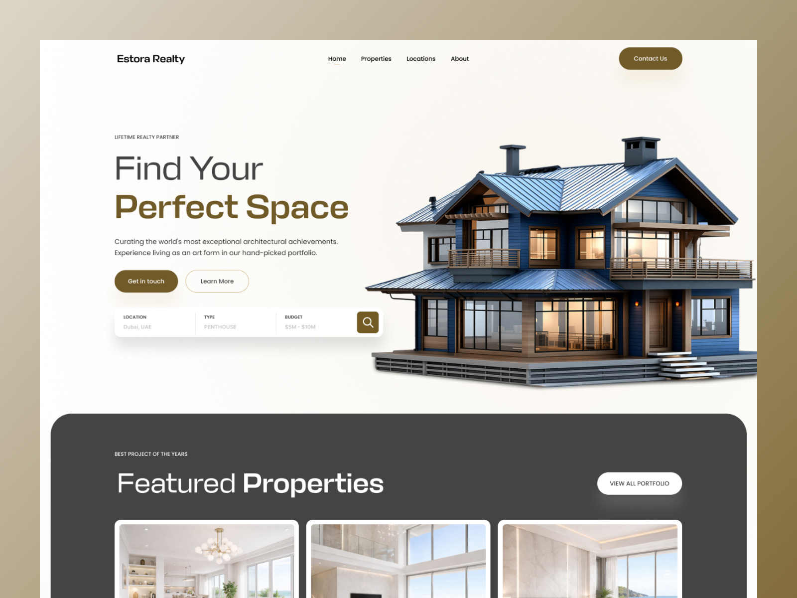 Example of ESTORA REALITY—Premium Real Estate Landing Page