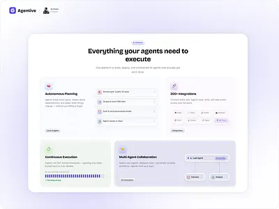 AI Agent Platform UI — SaaS Features Page bento layout dashboard ui dribbble features section inspiration design landing page design minimal design modern design product design saas landing page ui design ux design website design