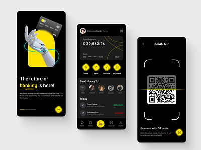 Wallet Mobile App app bank design fintech app graphic design mobile app design mobile ui money paymet send money trand transactions transfer ui ui design ux ux ui design wallet yellow