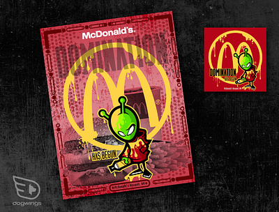 Domination - Roswell Mc D1 alien chipdavid dogwings drawing illustration poster t shirt design vector