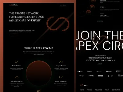 Healthcare Investors Landing Page ai landing page branding creative landing page dark theme design figma framer graphic design healthcare homepage design illustration investor landing page landing page design logo market templates ui ui design webflow
