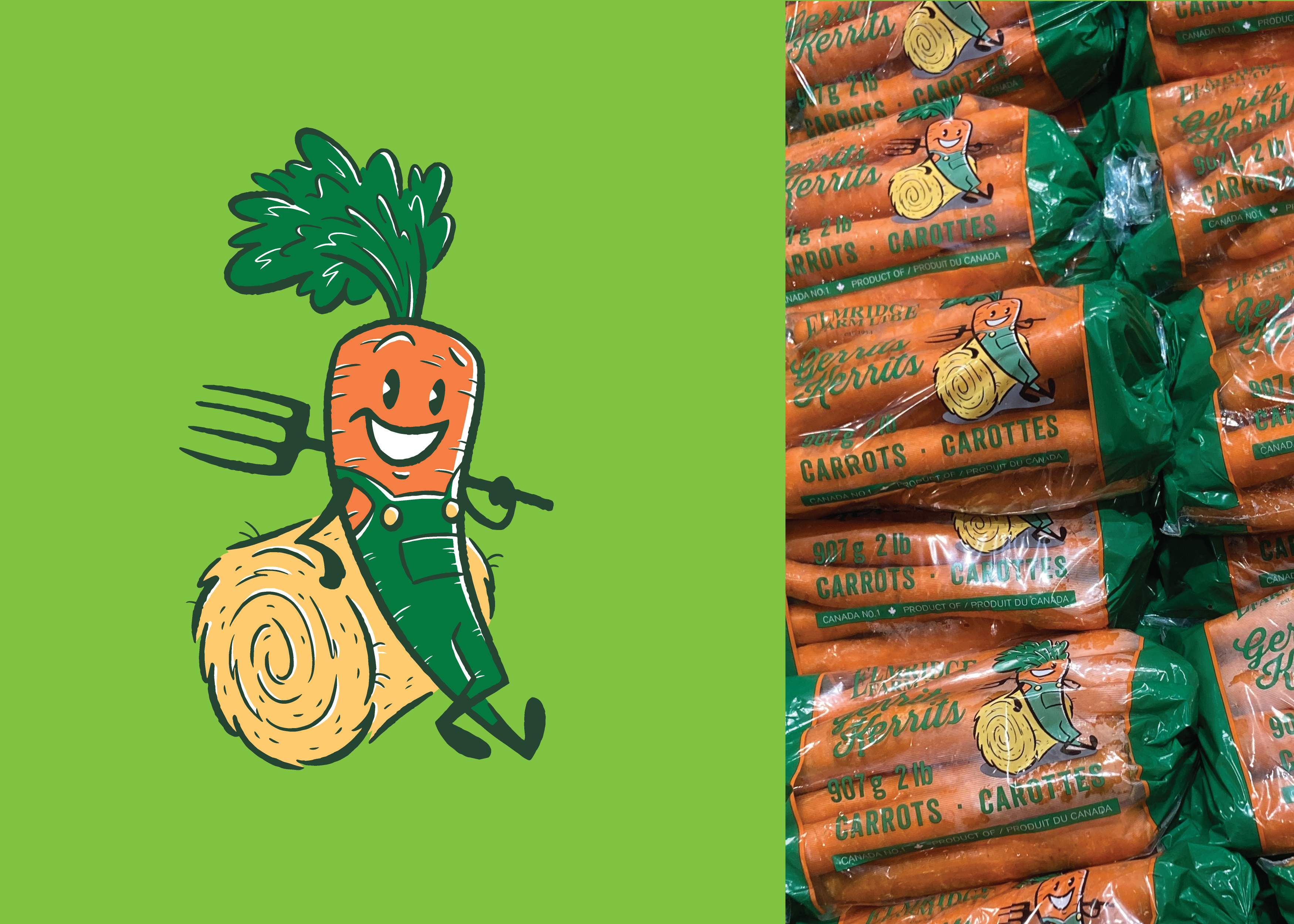 Gerrits Kerrits branding canada carrot carrots character design cute design digital illustration farm farmer food grocery grocery store illustration nova scotia packaging retro vegetables vintage