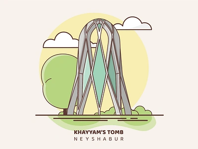 Khayyam's tomb illustration (Nishapur, Iran) design graphic design historical place icon illustration iran iran illustration iran places tehran ui ux vector