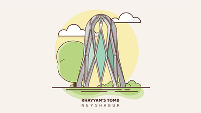 Khayyam's tomb illustration (Nishapur, Iran) design graphic design historical place icon illustration iran iran illustration iran places tehran ui ux vector