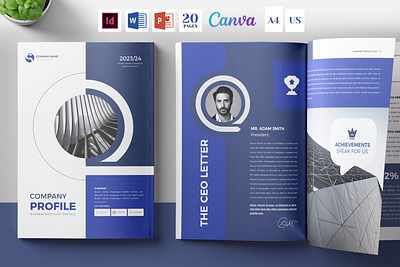 Canva Company Profile, Dcox, PPT, ID a4 agency annual report blue brochure design business canva canva profile template catalog company profile ppt corporate docx company profile editable indesign ms word powerpoint presentation template proposal template report word template us letter