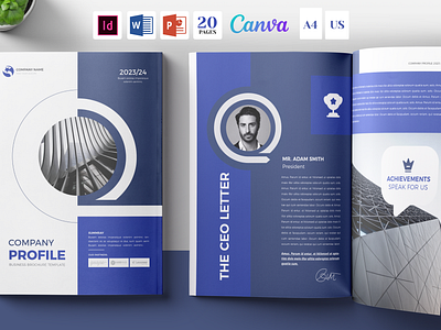 Canva Company Profile, Dcox, PPT, ID a4 agency annual report blue brochure design business canva canva profile template catalog company profile ppt corporate docx company profile editable indesign ms word powerpoint presentation template proposal template report word template us letter