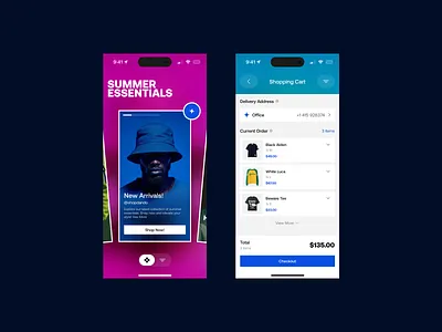 E-commerce Mobile App app app design b2c cart checkout clothing design e commerce ecommerce ecommerce mobile app fashion mobile mobile app onboarding payment shopping shopping cart store tshirt ui