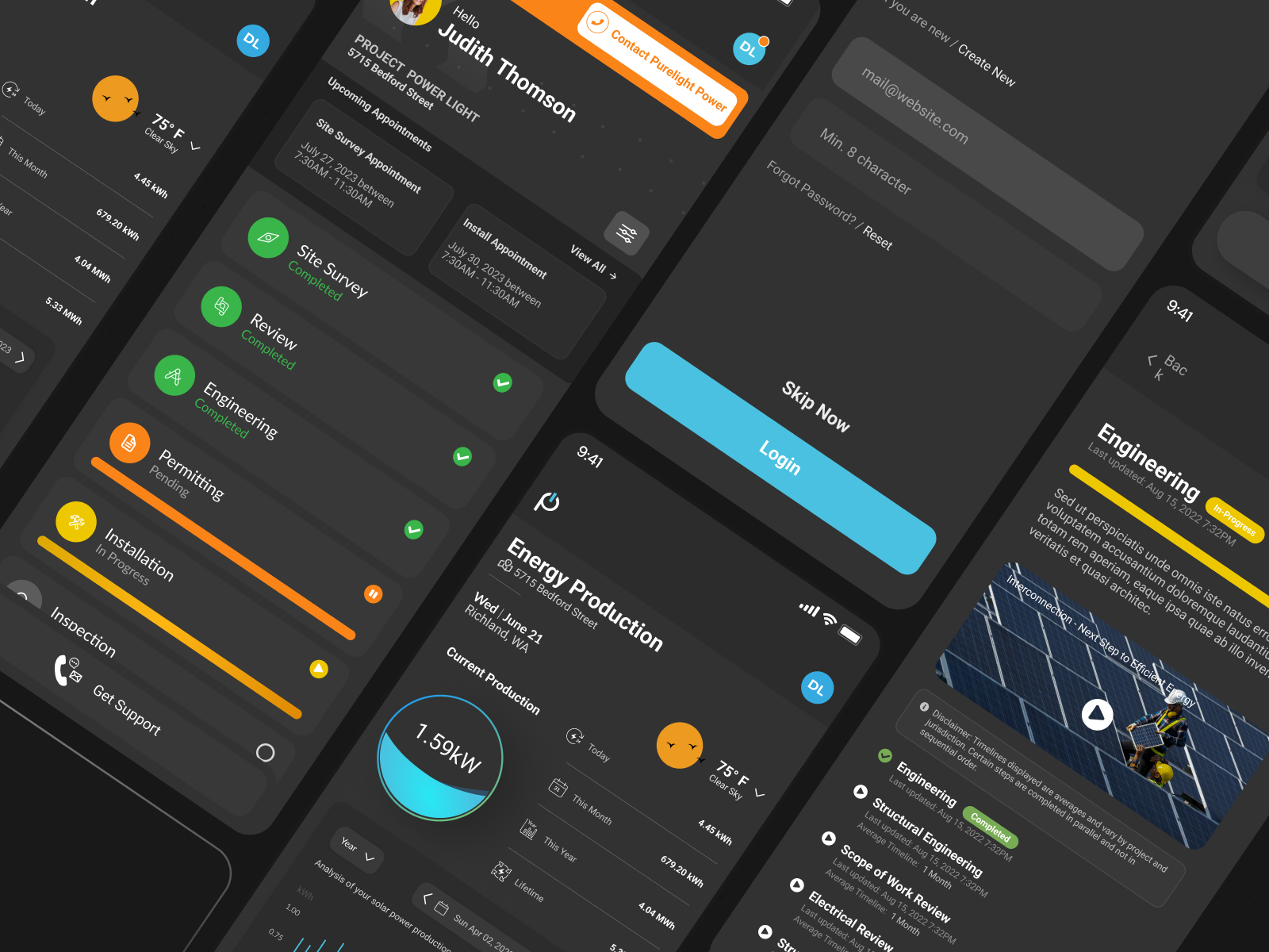 Purelight Power Mobile App mobile mobile app mobile design uiux