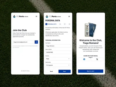 FC Porto — Mobile Subscription Flow fc porto football form design membership mobile mobile first onboarding pixelmatters product design sports subscription ui ui design ux ux strategy