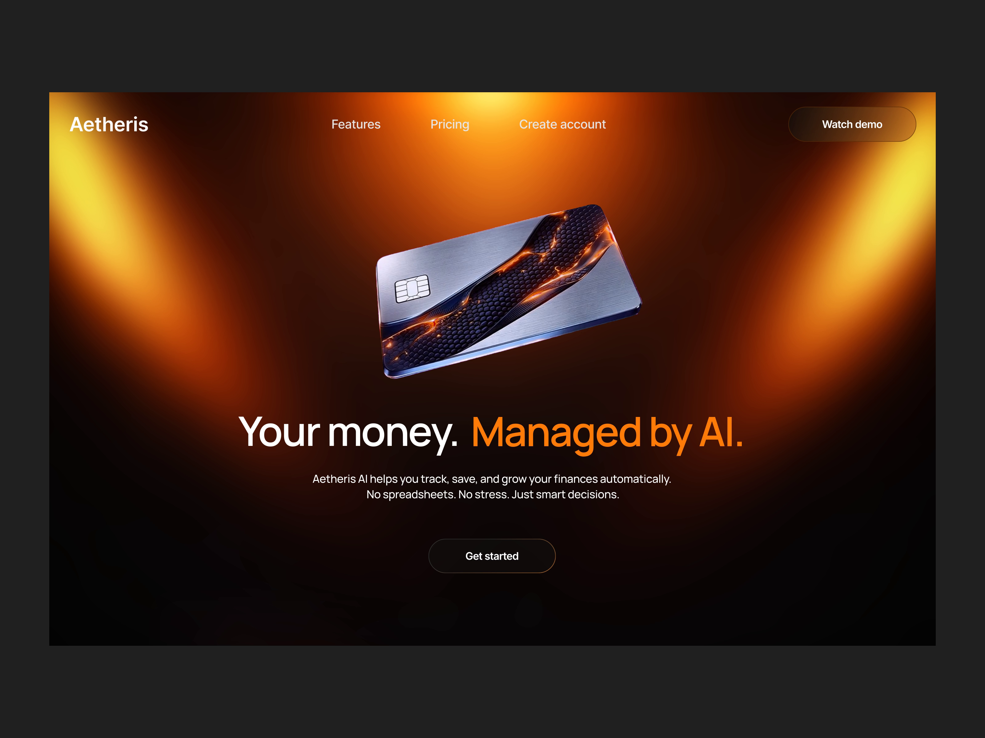 Aetheris - AI Finance Landing Page