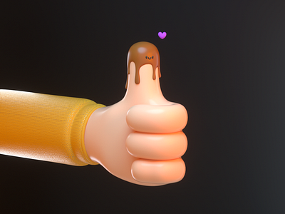 Chocolate finger 3d c4d character chocolate design desire finger hand illustration love vago