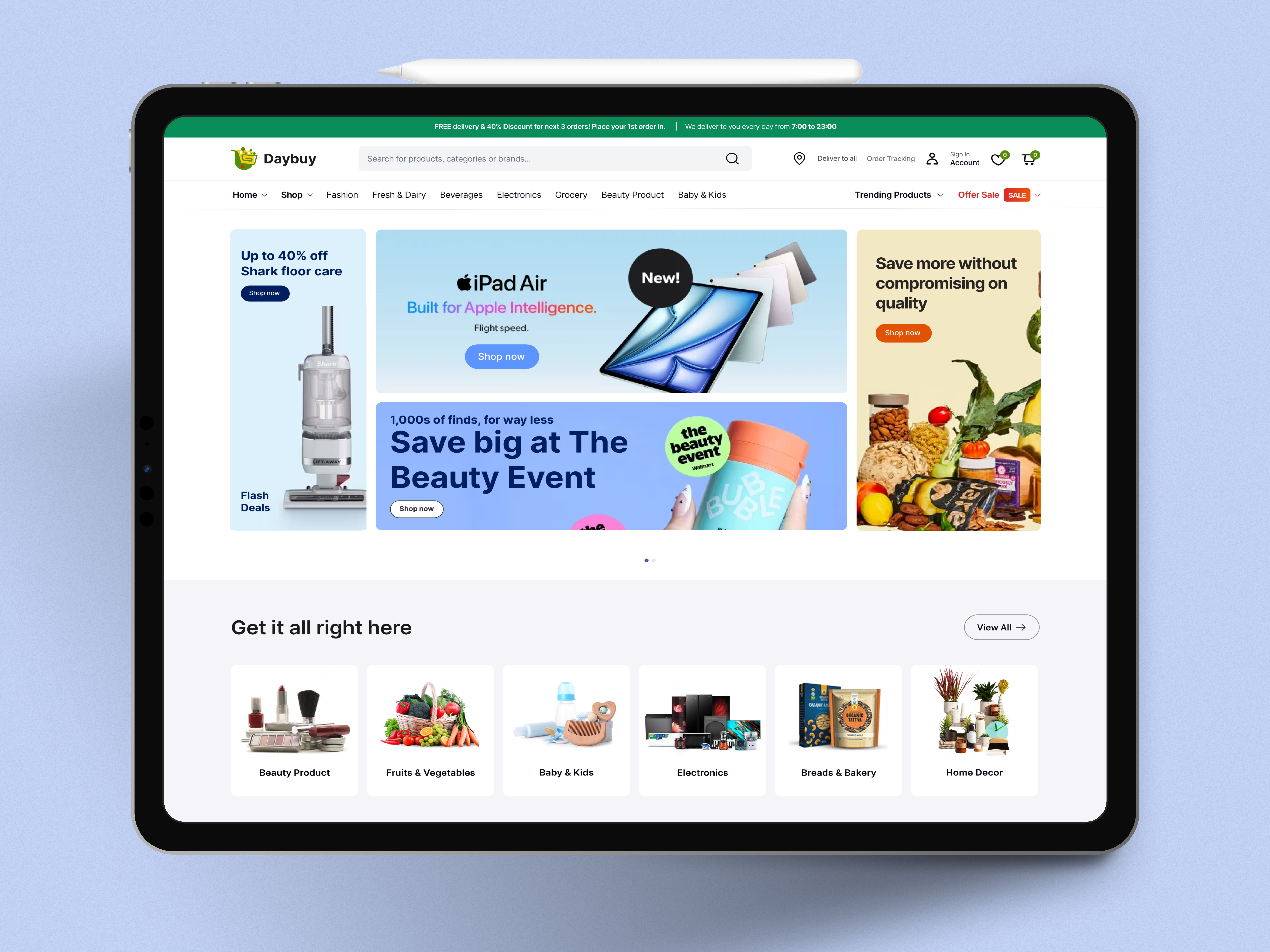 Example of E-commerce website design