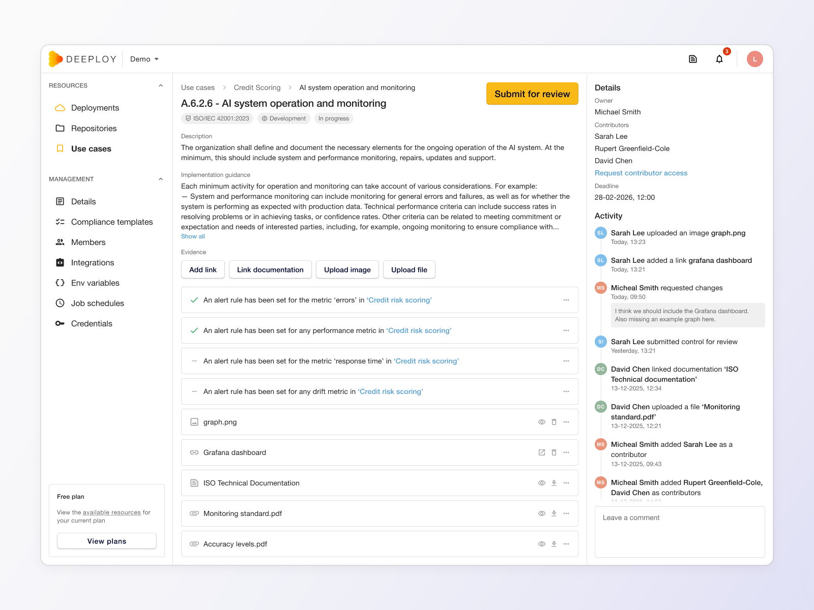 AI governance control evidence collection
