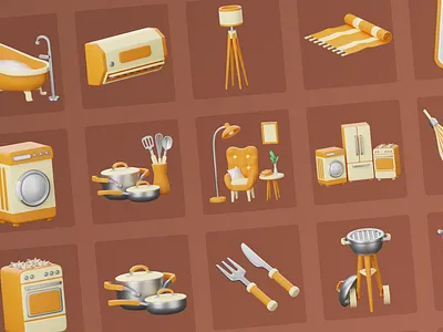 3D Homeware Icon Set branding design graphic design icons illustration logo ui