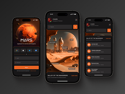 MARS ● Application for colonists and immigrants ● Design concept appdesign behance branding concept design designer dribble figma illustration insta logo midjourney photoshop space ui ux webdesign