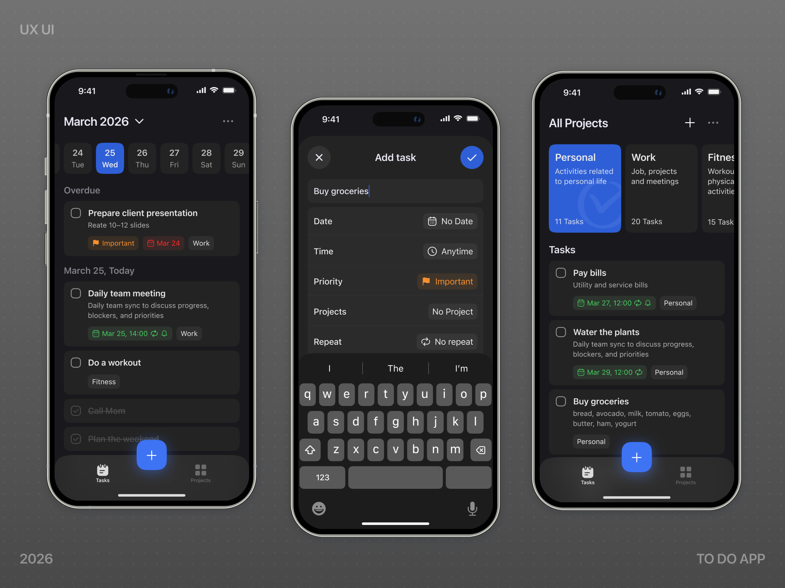 Task Manager App — Clean UI Concept dark ui design do ios mobile app design task task manager todo ui