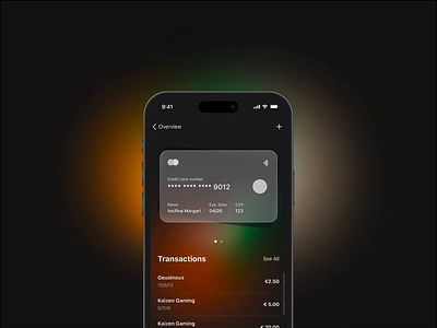 Swipe to change card | Mobile Payment account animation figma kaizen kaizen gaming mobile app mobile app design mobile payment myaccount payment payment app swipe animation swipe card