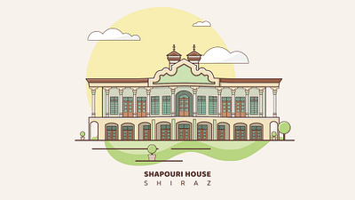 Shapouri house (Shiraz, Iran) design graphic design historical house historical place icon illustration iran shapuri house shiraz tehran vector
