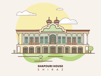 Shapouri house (Shiraz, Iran) design graphic design historical house historical place icon illustration iran shapuri house shiraz tehran vector